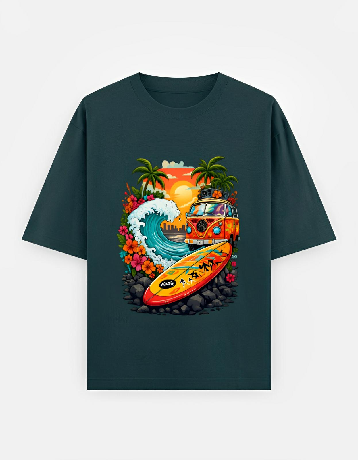 Sunset Surf Vibes Oversized Tee – Island Trip Edition